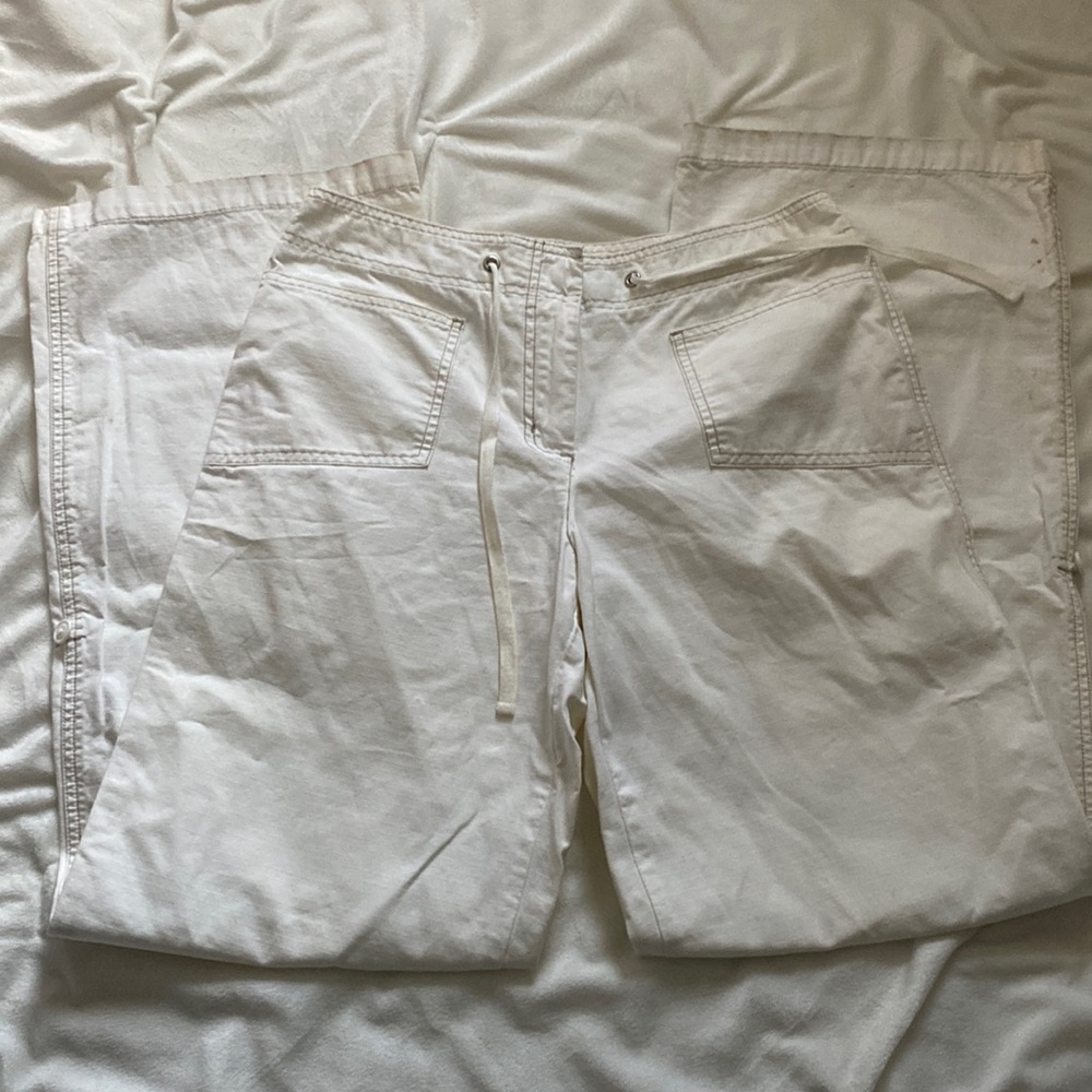 White/Cream Drawstring Cargo Pants